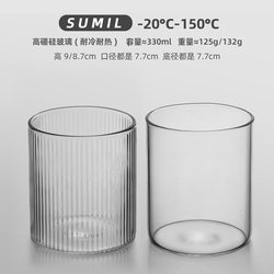 Sumi Simple Vertical Striped Glass Cup, High Temperature Resistant, High Borosilicate, Household Drinking Cup, Japanese Style Tea, Coffee, Beer