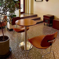 Retro Cafe Table and Chair Combination American Log Style Ocean Board Dining Table Dessert Milk Tea Shop Chair Commercial Table