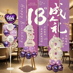 Happy 18Th Birthday for Girls, Adult Ceremony Decoration, Hanging Cloth, Male Idol Decoration, Scene Party, Internet Celebrity Banner Background Cloth