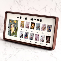 First Birthday Photo Frame, 12-Month-Old Baby's Growth Record, Baby's First Year Full Month Birthday Record Book, Photo Display Stand