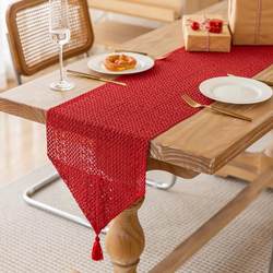 Christmas New Year festive atmosphere table flag dining table decoration coffee table TV cabinet long red table cloth