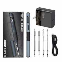 Zhengdian Atomic T80 Intelligent Small Household Adjustable Temperature Electric Soldering Iron Portable Constant Temperature Soldering Station Soldering Pen T80P