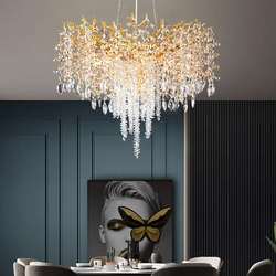Light luxury aluminum crystal branch chandelier, creative luxury decorative lighting for living room and restaurant