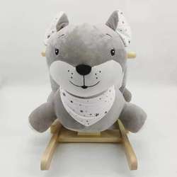 Plush rocking horse, rocking horse with music, baby rocking chair, children's toy, slide and slide, cartoon style