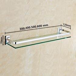 Single-Layer Tempered Glass Shelf for Bathroom, Toilet Storage Rack, Bathroom Washstand, No-Drill Installation, Under-Mirror Shelf for Restroom