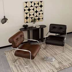 Nordic home casual leather dining chairs, medieval cafe creative stainless steel chairs, light luxury desks, backrests and stools