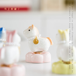 Jingdezhen Zuanzuanle Same Style High-Value Fortune Horse Ceramic Crystal Glaze Ornament, a Cute and Lucky Horse Gift for the Year of the Horse