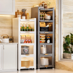 Kitchen Storage Rack Against the Wall, Integrated Gap Cabinet, Multifunctional Storage Cabinet, Household Floor-Standing Dish Rack Cabinet