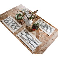 Plaid cotton and linen woven rectangular table flag American French table decoration placemat entrance cover towel tableware piano mat