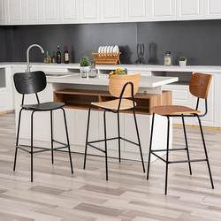 Nordic light luxury bar chair, modern simple backrest, home leather bar chair, cafe iron art fashion bar chair