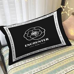 ins Modern Light Luxury Modern Black and White Simple Velvet Throw Pillow Sofa Living Room Guesthouse Lumbar Pillowcase Rectangular Pillow