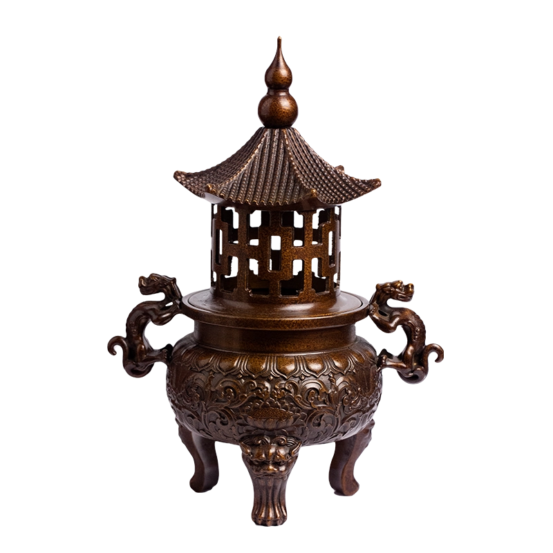 瑪瑙象嵌 三足獅子 香薰炉 香炉 紋銀 瑪瑙象嵌 三足獅子 香薰炉