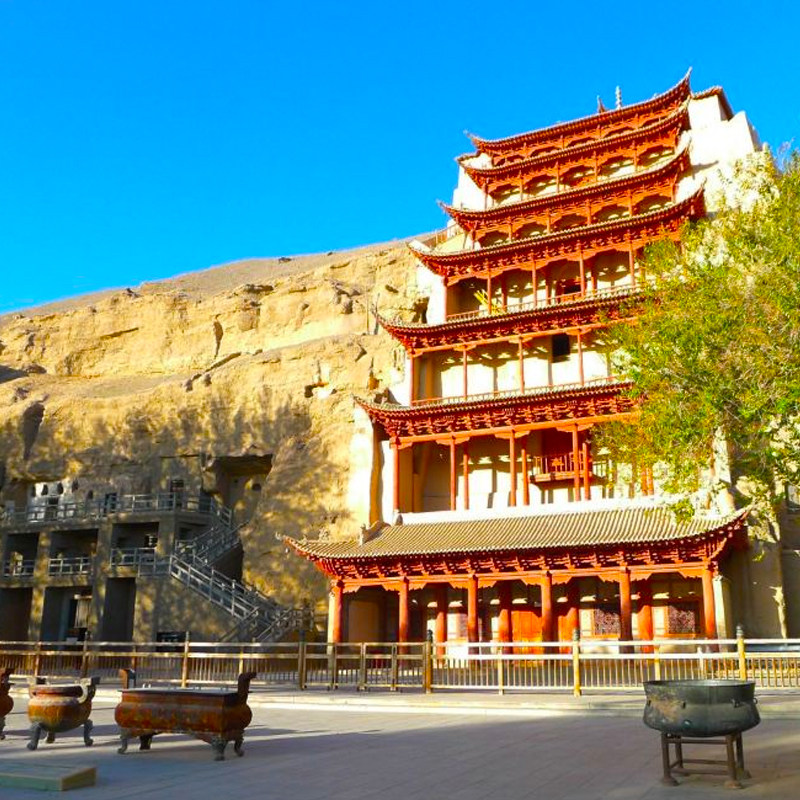 甘肃旅游6天5晚跟团游河西走廊七彩丹霞嘉峪关莫高窟鸣沙山月牙泉