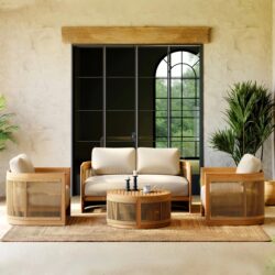 Outdoor Sofa Teak Wood Courtyard Villa Terrace Hotel Rattan Chair Bed and Breakfast Outdoor Open-Air Balcony Leisure Garden Furniture