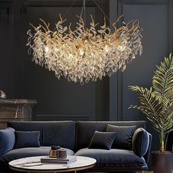 Postmodern light luxury crystal chandelier p simple and elegant villa branch floor living room dining room bedroom Italian lamps