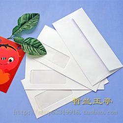 No. 5 window envelopes, 100 Western-style business greeting card envelopes with adhesive seals, white wordless international envelopes