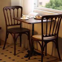 American retro solid wood dining table and chair combination rattan chair French ash Napoleon cafe dessert shop chair