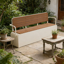 Outdoor Plastic Wood Bench Courtyard Garden Anti-Corrosion Wood Backrest Seat Modern Simple Park Leisure Rest Bench