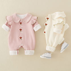 Baby Clothes Spring and Autumn Double-Layered Romper Full Moon Princess Outfit Stylish Girl Baby Spring Romper Seamless Bodysuit