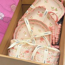 Underglaze Color 2025 New Tableware Set for Home Use, High-Value Ceramic Bowls and Plates, Suitable for Newlyweds and Housewarming Celebrations