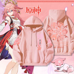 Genshin Impact Yae Miko Merchandise Hoodie for Men, Autumn Anime Two-Dimensional Clothing, Loose Yuan Shen Clothing Jacket