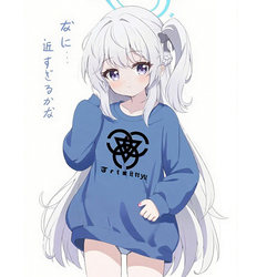 Blue Archive Collaboration Sweatshirt for Men, Crew Neck, Autumn/Winter, Blue Archive Kofu Kajioko, Anime Merchandise Clothing