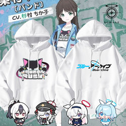 Game Blue Archive Co-Branded Logo Hoodie for Men, Autumn Anime Merchandise, Fleece-Lined Jacket