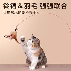 Cat Teaser Wand with Steel Wire Long Rod, Feather, and Small Bell - Durable Chew-Resistant Cat Toy for Self-Entertainment and Boredom Relief for Kittens and Young Cats