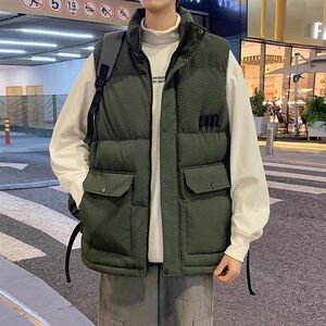 
Men's vest autumn and winter thickened warm sleeveless cotton coat with fat and large trendy brand vest large size fat man wears a vest