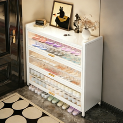 Shoe Cabinet and Storage Cabinet Integrated Against the Wall for Home Entrance, New 2025 Model, Steel Shoe Rack, Multi-Layer Storage, Entryway Cabinet