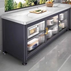 Kitchen Storage Rack, Floor-Standing Multi-Layer Slate Storage Dust-Proof Cabinet, Multi-Functional Microwave Oven, Sideboard Storage Cabinet
