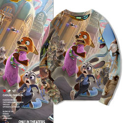 American-Style Zootopia 2 Movie Sweatshirt for Men, Round Neck, Autumn, Anime, Disney Judy Nick Clothing Jacket