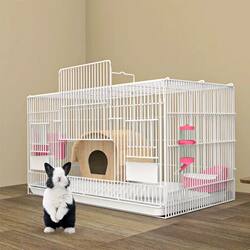 Extra-Large Rabbit Cage for Home Use with Indoor Toilet, Rabbit Cage, Guinea Pig Cage, Rat Cage, Encrypted Folding Rabbit Villa