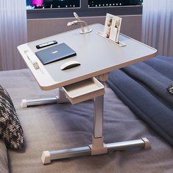Bed desk dormitory with small table foldable mobile lift computer notebook student learning lazy bay window