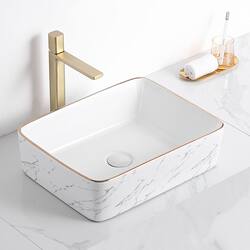 Small Size Minimalist Countertop Basin Bathroom Ceramic Washbasin Balcony Marble-Patterned Washbasin Single Basin