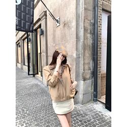 Qianyi Women's Clothing [Wenwen Exclusive] High-Quality Tokyo Sunset Windbreaker Jacket Khaki Plaid Coat