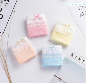 3 girls sweet and comfortable ladies pants female pure cotton medium low -waist cotton fabric girl students cute triangle