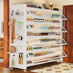 Steel Shoe Cabinet for Home Entrance, Multi-Layer Storage Cabinet, Integrated Wall-Mounted Entry Door Dust-Proof Storage, Large-Capacity Shoe Rack