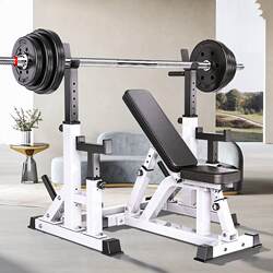 Fitness Equipment Home-Use Bench Press and Squat Rack Combination Set, Adjustable Dumbbell Bench, Weightlifting Bench, Multifunctional Barbell Rack