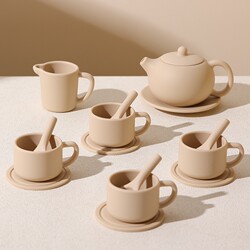 Children's Pretend Play Kung Fu Tea Set, Cute Teapot, Food-Grade Silicone, Not Afraid of Breaking, Baby Tea Art Teacup