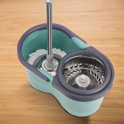 Universal Dual-Drive Rotating Mop Bucket, Rotating Stainless Steel Spin-Dry Mop, Hands-Free Washing, Dual-Use for Dry and Wet