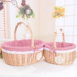 Woven Rattan Basket, Fruit Basket, Hand-Held Basket, Picnic Basket, Egg Storage Basket, Snack Storage Basket