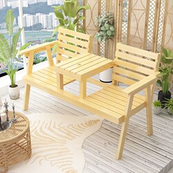 Park Outdoor Camping Leisure Outdoor Chairs and Stools Garden Leisure Chairs Solid Wood Patio Balcony Bench Double Chair