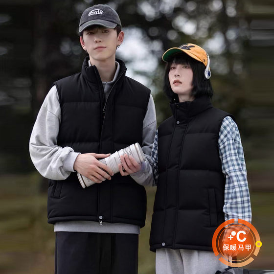 
Woodpecker cotton vest for men and women, new winter loose cotton clothing, couple wear, sleeveless thermal vest, stand collar cotton coat