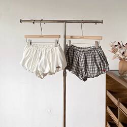 2025 New Plaid Cloud Bud Skirt Pants for Women, Summer High-Waisted Slimming Puffy Pants, A-Line Plaid Casual Shorts