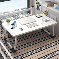 High-rise bed desk for college students dormitory, small table folding, simple bedside table, bedroom lazy bay window table