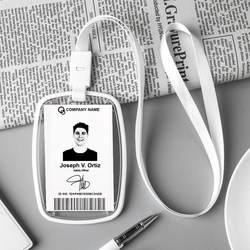 Oval Work Id Card Holder Acrylic Double-Sided Transparent Lanyard Badge Holder for Children and Students, Bus and Meal Card Protector, Exhibition Anti-Magnetic Card, Access Control Badge, Employee Badge, Horizontal Name Tag with Customizable Lanyard