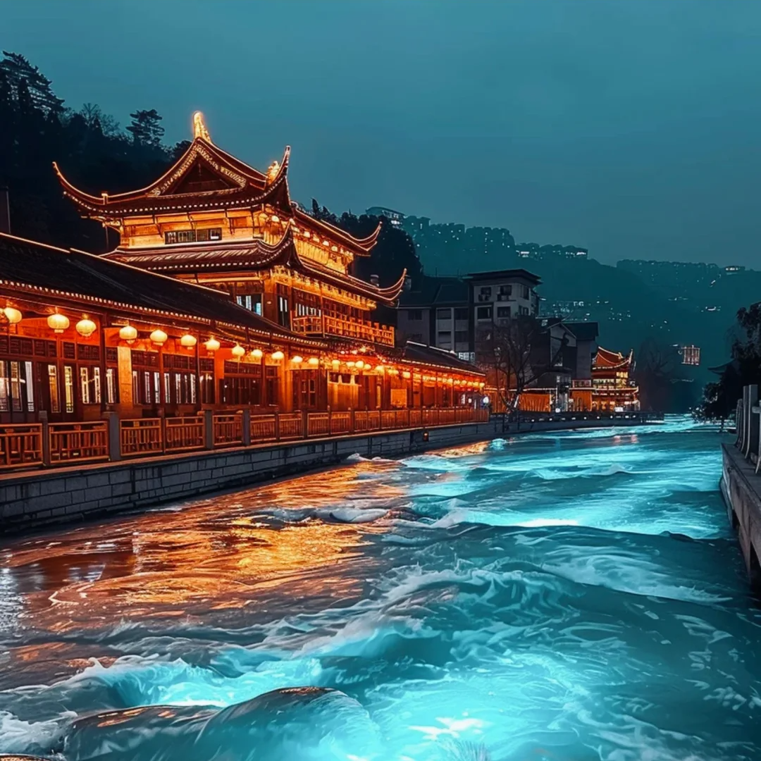 熊猫谷都江堰南桥夜景1日游含讲解仰天窝灌县古城钟书阁2-8人