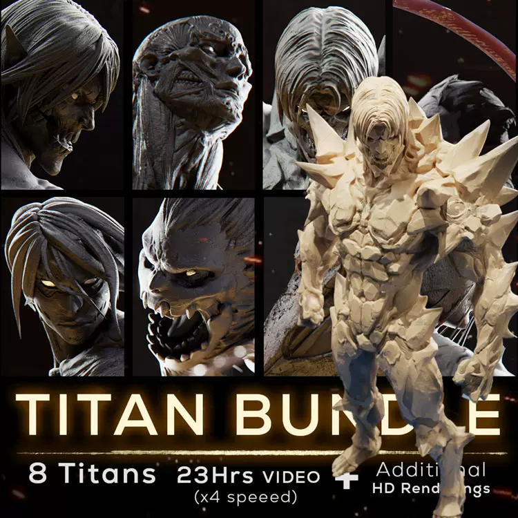 泰坦Titan8款打包《进击的巨人ATTACK ON TITAN》3D打印模型STL-Taobao