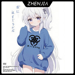 Blue Archive Collaboration Crewneck Sweatshirt for Men Autumn Cartoon Blue Archive Kofu Kajiiko Anime Merchandise Clothing